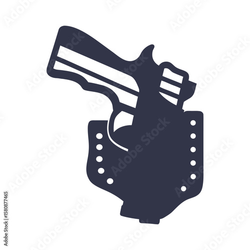Dark blue handgun in holster weapon firearm