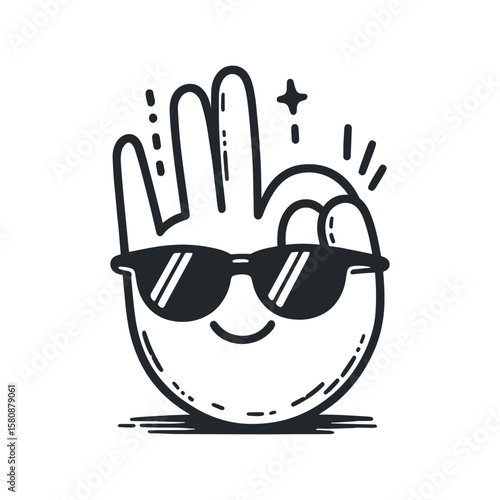 “all right” sign hand cartoon vector illustration