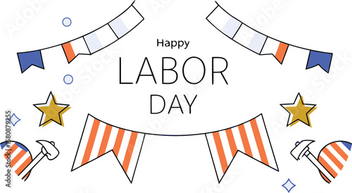 Festive labor day celebration graphic with bold typography and patriotic color palette for holiday observance and recognition