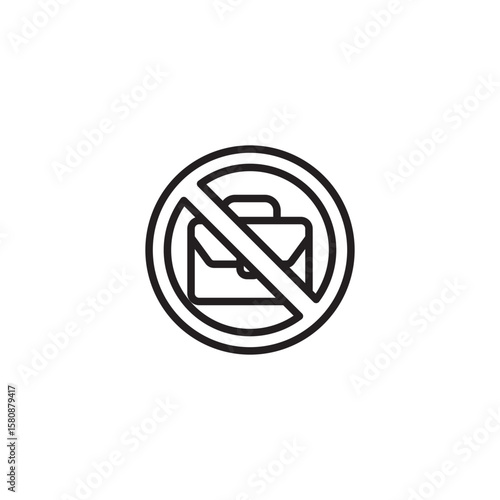 A line art icon shows a briefcase inside a circle with a diagonal line through it, signifying Free Download A line art icon shows a briefcase inside a circle with a diagonal line through it, signifying
