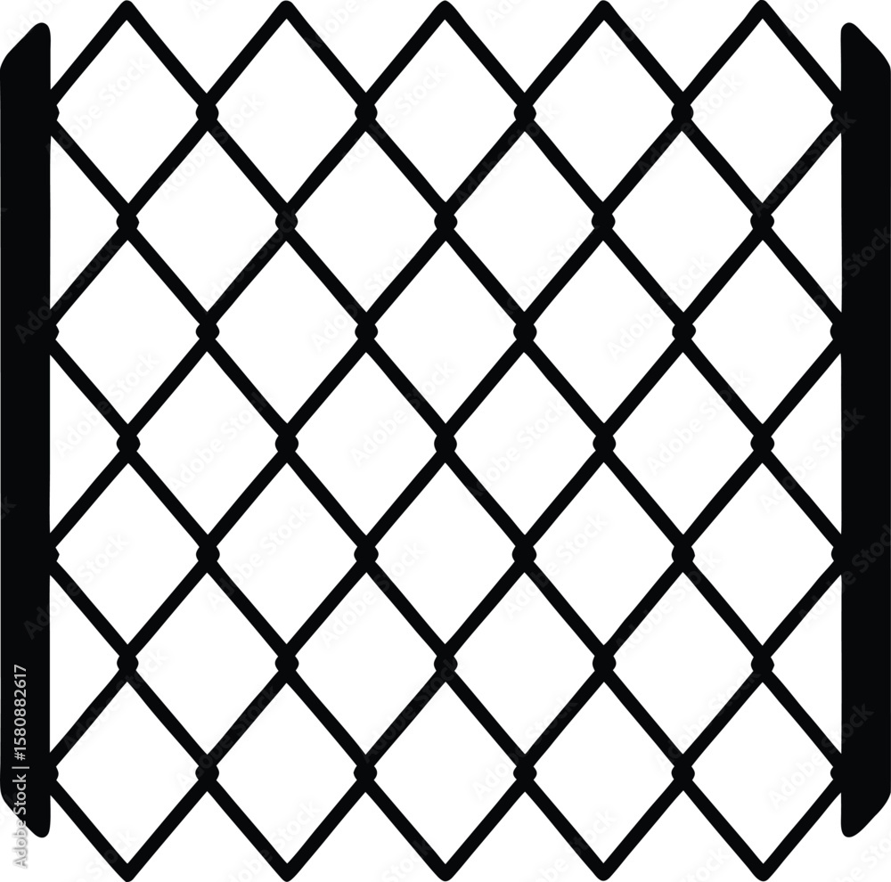 Fototapeta premium chain link fence on white background.eps