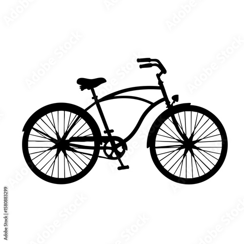 Vintage bicycle silhouette on a clean background. 