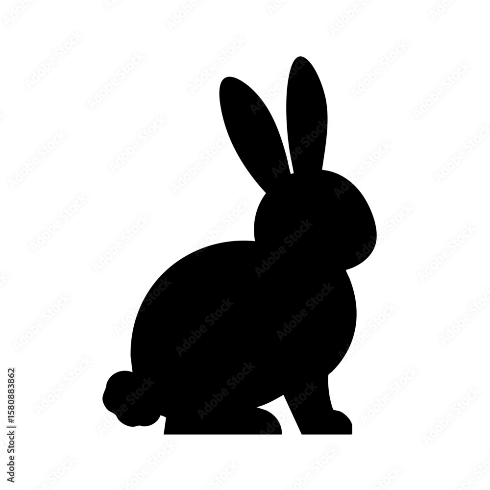 A black silhouette of a cute rabbit, a symbol of nature and a classic design. A black silhouette of a cute rabbit, a symbol of nature and a classic design.
