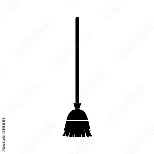 A simple silhouette of a broom.
