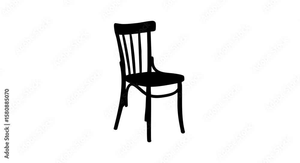 A black chair isolated on a white backdrop, a symbol of simplicity and elegance. A black chair isolated on a white backdrop, a symbol of simplicity and elegance.