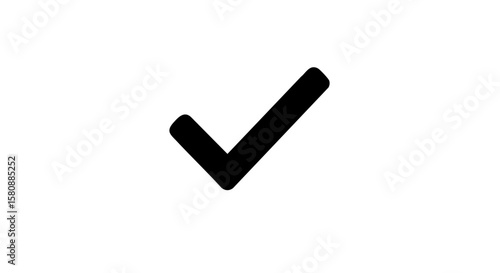 A simple, black check mark, symbol of agreement or completion.