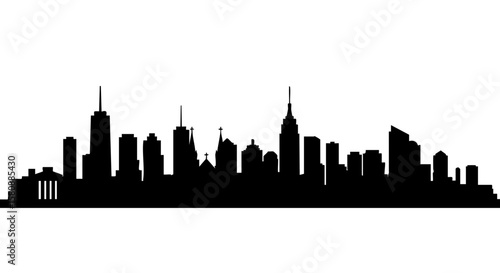 A stunning city skyline silhouette against a bright sky, showcasing the architectural grandeur of urban landscape.
