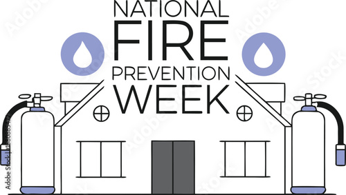 National fire prevention week observance graphic design featuring safety awareness and emergency preparedness elements in bold colors