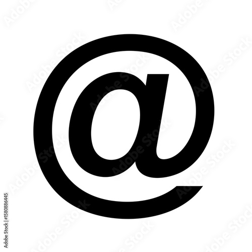 An "at" symbol in black. This icon is a widely used symbol for an email address or user handle. 