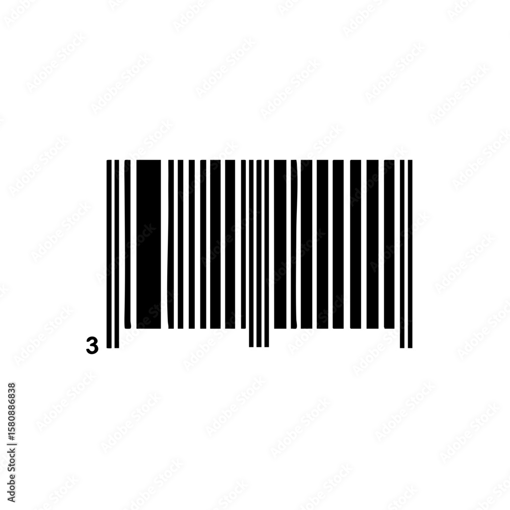 A barcode stands in a bold, minimalist composition. A barcode stands in a bold, minimalist composition.