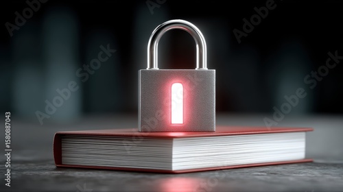 Antique lock on vintage book, protecting secrets and preserving knowledge locked