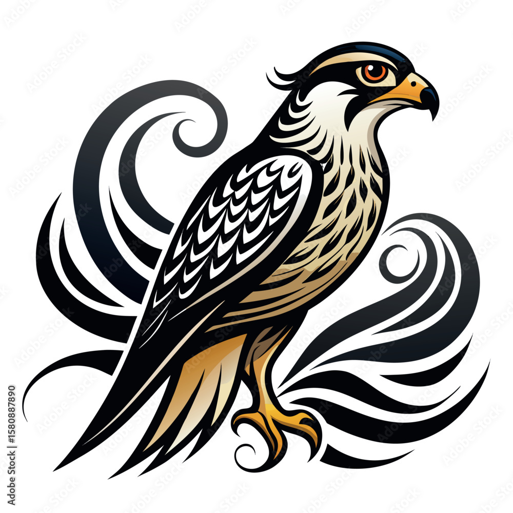 Obraz premium Abstract geometric shapes with bold color accents and text elements