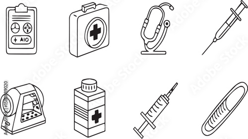 Medicine Icons in Line Style