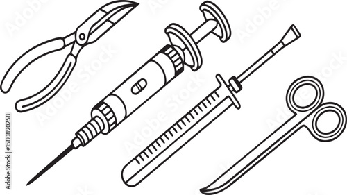 Line Art Icons for Hospital Interface