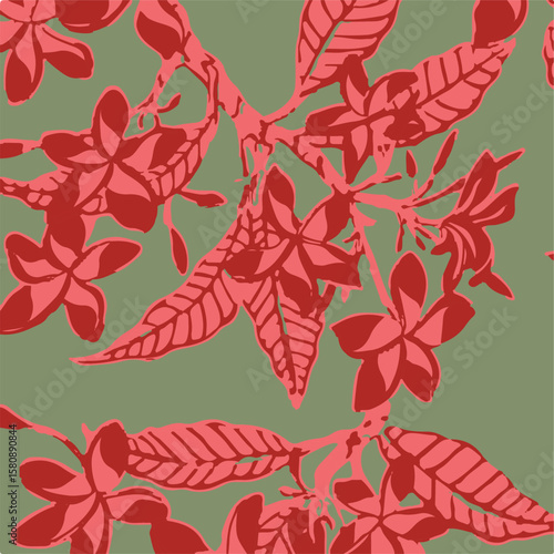 abstract, vector, monochrome, big flowers, all over textiles design, illustration digital image can be used for wrapping paper