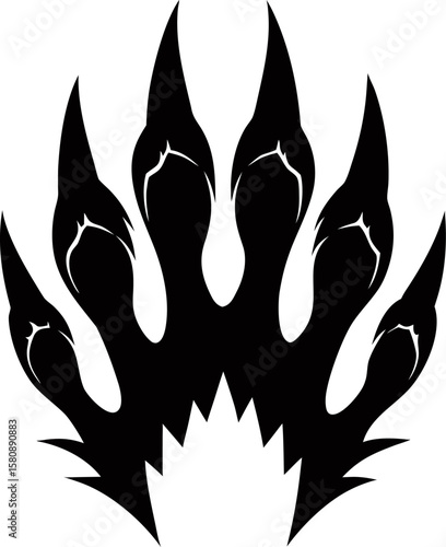 Black bloody claws animal scratch scrape track. Cat, tiger, bear, lion scratches paw shape. Four nails trace stock illustration