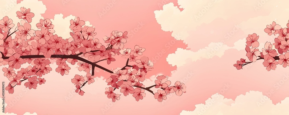 Fototapeta premium Seamless Pattern Cherry blossom festival celebration urban park digital art springtime aerial view nature's beauty inspires joy and reflection