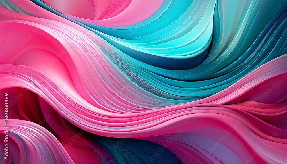 Fototapeta premium vibrant abstract art with gradient curves in pink and cyan