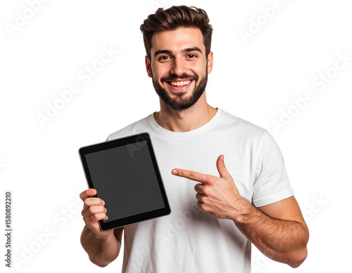 man holding tablet computer