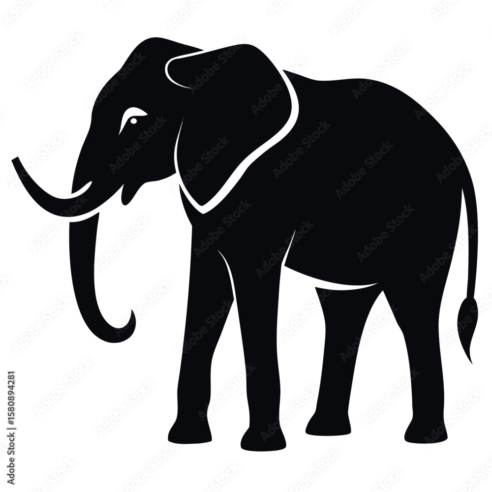 Obraz premium Majestic elephant silhouette on a clean white background for design projects