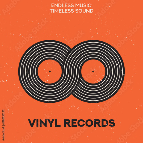 Vinyl Record. The symbol of infinity. Music poster design template. Music cover. Music background vector illustration.