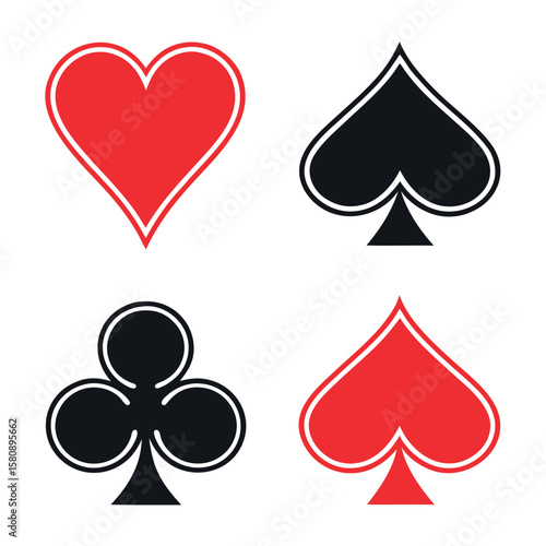 Classic playing card suits heart club diamond spade design elements