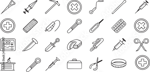 Healthcare Support Items in Line Style