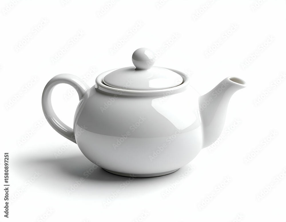 White ceramic teapot for hot traditional tea beverage White ceramic teapot for hot traditional tea beverage