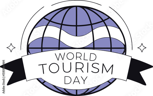 Global celebration of journeys and exploration emblem for international travel awareness day featuring diverse cultural elements and connectivity symbols