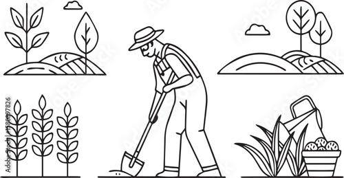 Black Outline Agriculture Icon Pack