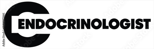 A stylized logo featuring the word "endocrinologist" with a prominent black "c" graphic, symbolizing a medical specialist. Ideal for use in hospital signage, healthcare apps, patient information 