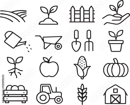 Gardening Icon Pack in Line Style
