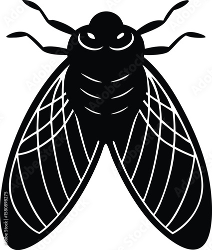 cicada nymph silhouette vector illustration