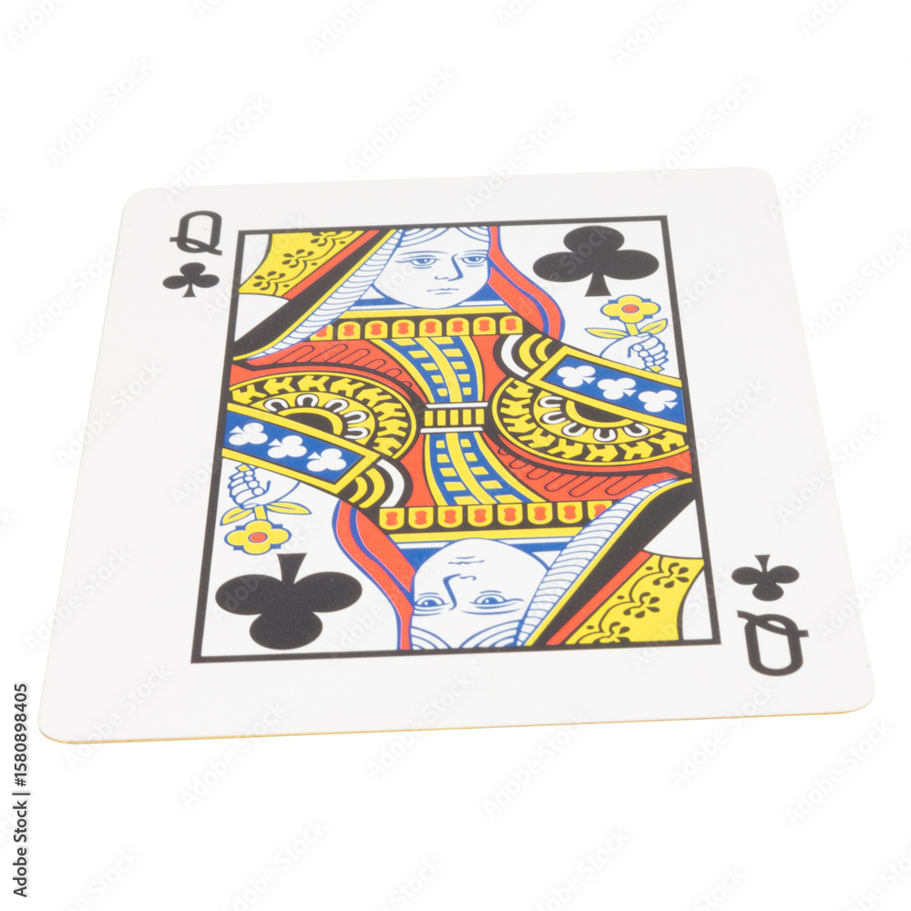 Obraz premium card gambling on white game luck queen clubs
