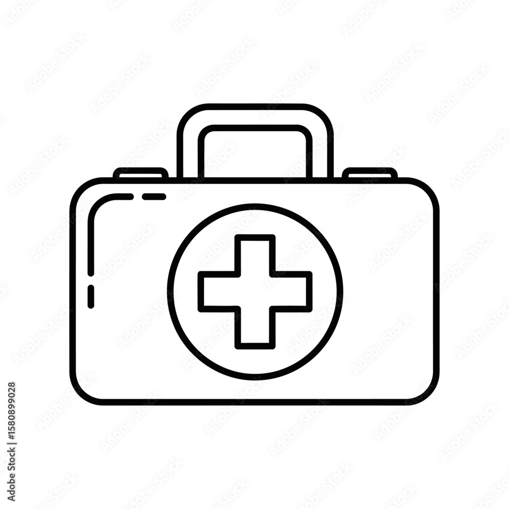 A first aid kit with a cross symbol isolated on white background A first aid kit with a cross symbol isolated on white background