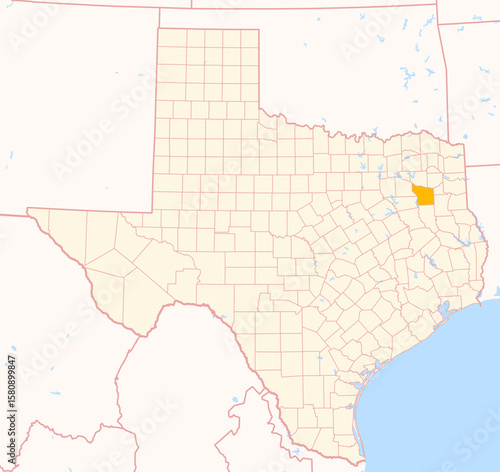 Map of the County Smith (Texas, US) showing the Federal State with the highlighted County