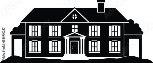 Georgian style house silhouette vector illustration