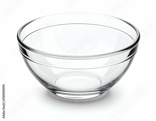 Clean, empty ceramic kitchenware and glass containers are isolated on a white table, ready for a meal
