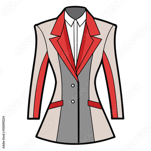 Elegant formal blazer dress with sharp structured shoulders design