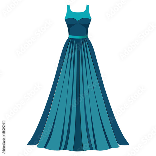 Elegant empire waist evening gown with a sophisticated pleated bodice design