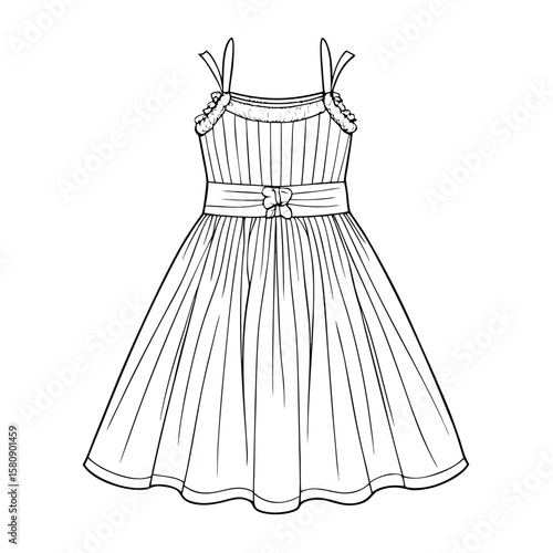 Elegant sundress design featuring thin straps and a smocked bodice detail