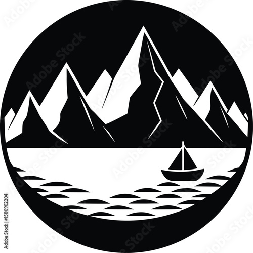 fjord on white background.eps