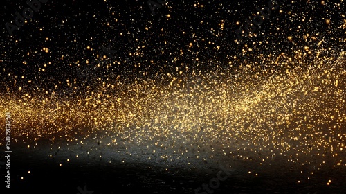 Wallpaper Mural Golden Sparkles on Black Background Torontodigital.ca