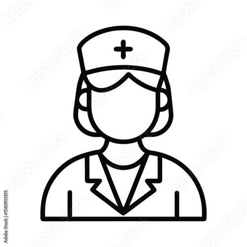 Medical Sister Outline Vector Illustration