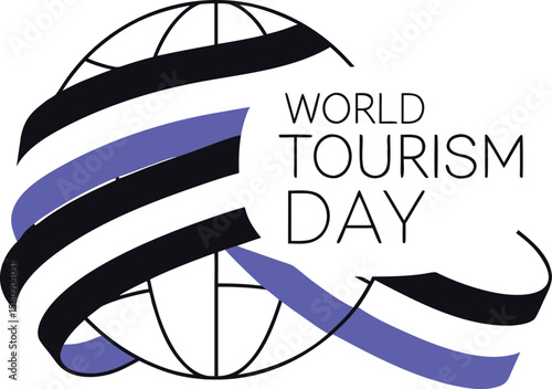 Global travel celebration emblem design for international tourism day celebrations showcasing destinations and cultural exchange opportunities worldwide