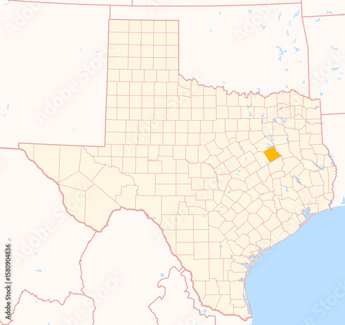 Tablou pe pânză Map of the County Freestone (Texas, US) showing the Federal State with the highl