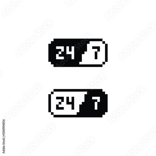 support 24 7 icon 8 bit, pixel art icon  for game  logo. 