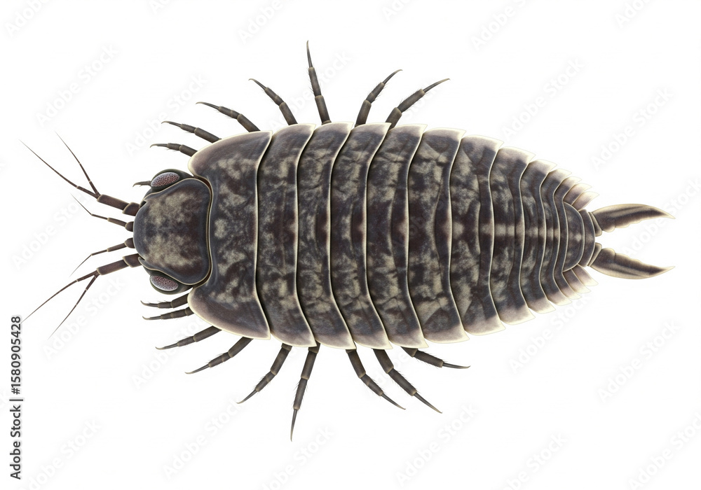 realistic giant isopod top view isolated on white for biology reference realistic giant isopod top view isolated on white for biology reference