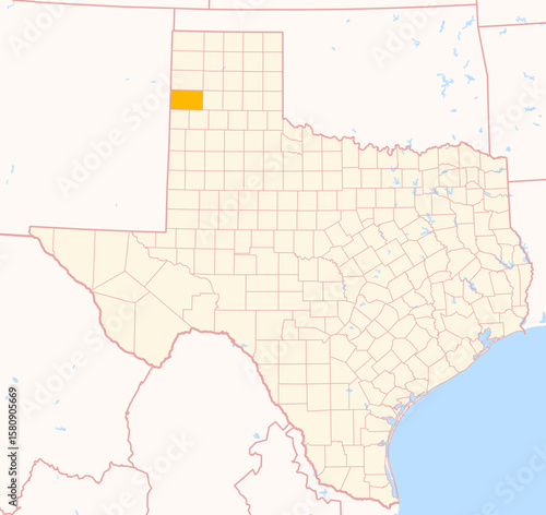Map of the County Deaf Smith (Texas, US) showing the Federal State with the highlighted County