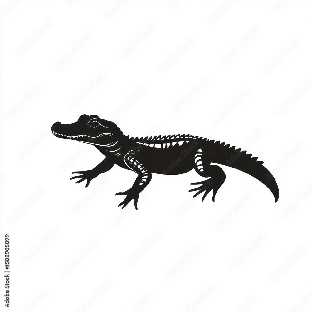 Naklejka premium Silhouette of a young alligator